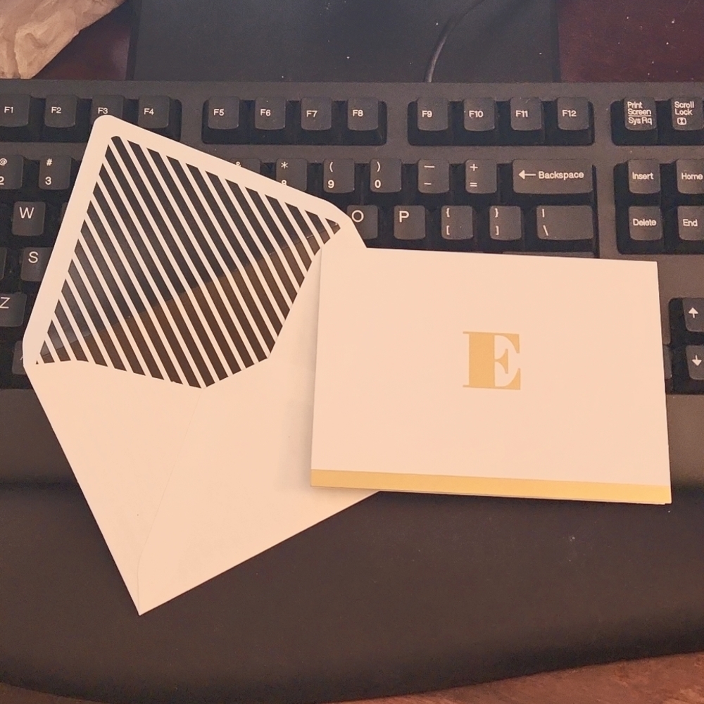 Hallmark Cares Blank Inside Notecards with Letter "E" Initail on Front of Card